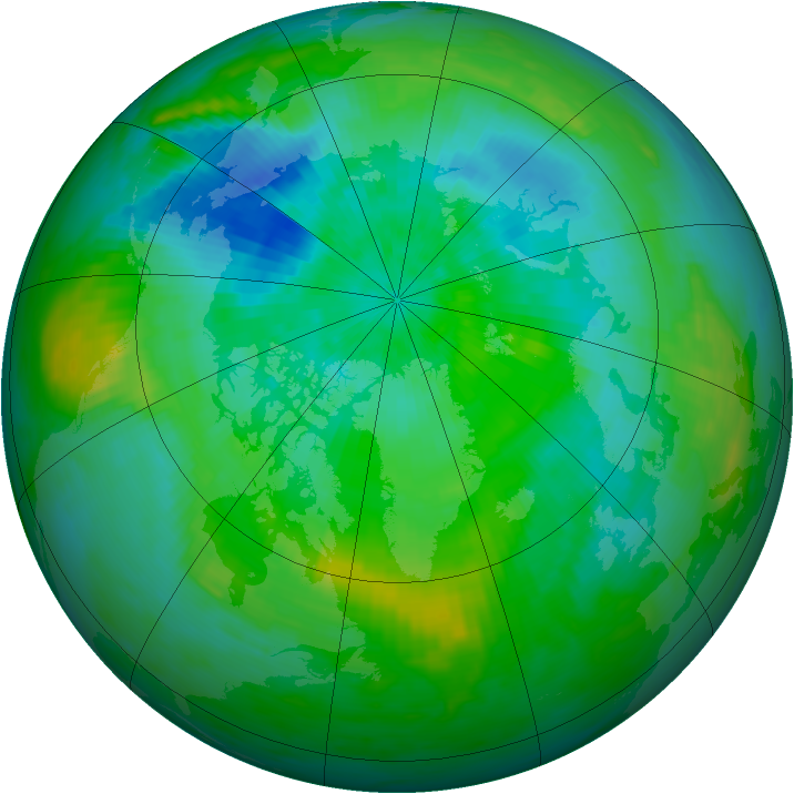 Arctic ozone map for 30 August 1991